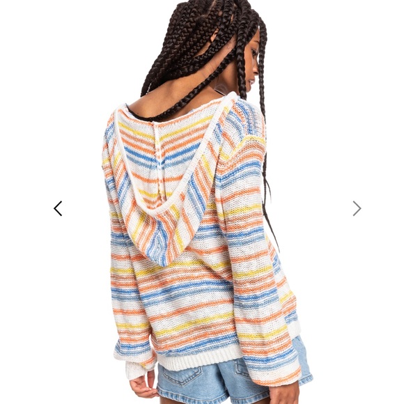 NWT Roxy Nomadic Squad Striped Hooded Sweater - Picture 5 of 10
